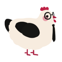 A cream and black chicken