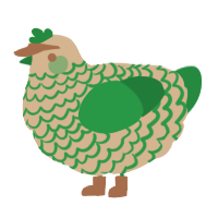Fields, a beige and viridian chicken with a lace pattern