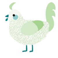 Cut Cucumber, a white and gluppy chicken with a double-lace pattern