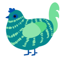 A teal and spring chicken with a bar pattern