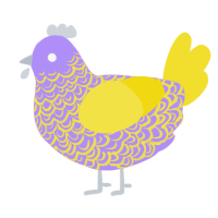 A lilac and yellow chicken with a double-lace pattern