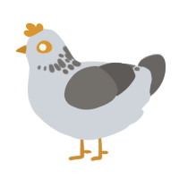 A mist and grey chicken with a neck-speckle pattern