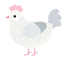 Ornament, a white and mist chicken with a lace pattern