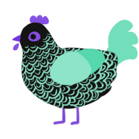 clear waters at dusk, a black and mint chicken with a double-lace pattern