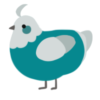 Hatsune Chicku, a teal and silver chicken with a head pattern