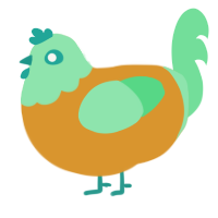 A orange and spring chicken with a head pattern