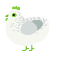 A white and silver chicken with a half-lace pattern