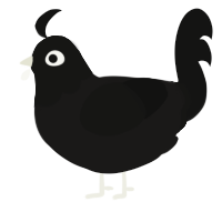 Flicker in the Night, a sable and black chicken with a head pattern