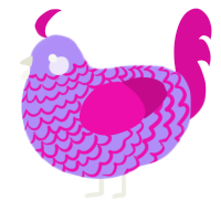 A lilac and fuchsia chicken with a lace pattern