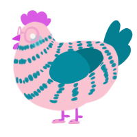 Henry, a rose and sea chicken with a bar pattern