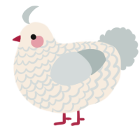 A cream and silver chicken with a lace pattern