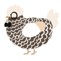 A bark and cream chicken with a lace pattern