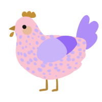 A rose and lilac chicken with a speckle pattern