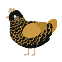 A black and gold chicken with a lace pattern