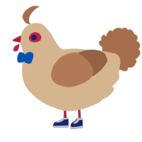 A beige and brown chicken