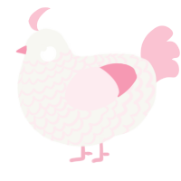 A white and rose chicken with a lace pattern