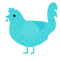 slurpee, a aqua chicken with a speckle pattern