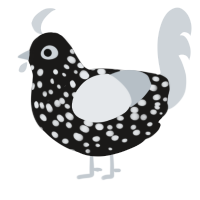 A sable and mist chicken with a speckle pattern