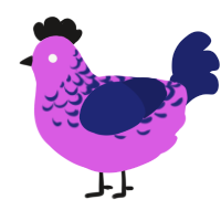 A orchid and navy chicken with a half-lace pattern