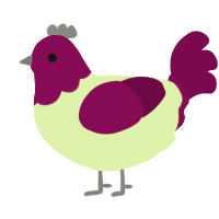 A apple and wine chicken with a head pattern