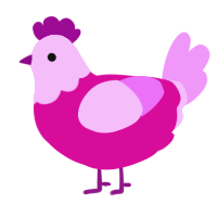 nube de azucar, a fuchsia and lavender chicken with a head pattern