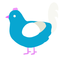 twitter, a cerulean and white chicken