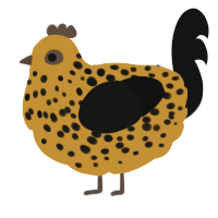 (unnamed), a gold and black chicken with a speckle pattern