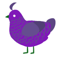 zombi2, a violet and overcast chicken with a lace pattern