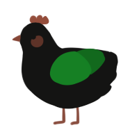 A black and leaf chicken