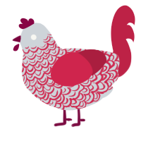 A mist and crimson chicken with a double-lace pattern