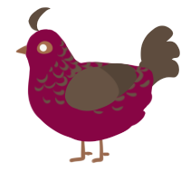 Wine Wisteria, a maroon and bark chicken with a half-lace pattern