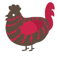 A bark and crimson chicken with a bar pattern