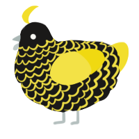A sable and yellow chicken with a lace pattern
