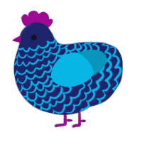 A navy and cerulean chicken with a lace pattern