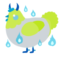 A mist and lime chicken with a head pattern