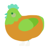 A orange and grass chicken with a head pattern