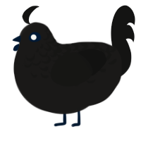 A sable and black chicken with a half-lace pattern