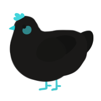Roominescence, a sable and black chicken