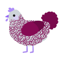 A mist and wine chicken with a double-lace pattern