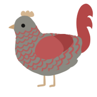 A ash and red chicken with a lace pattern