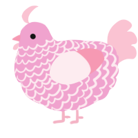 A pink and rose chicken with a lace pattern