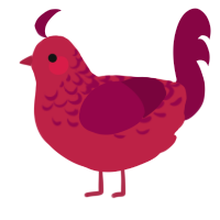 A crimson and maroon chicken with a half-lace pattern