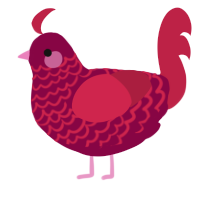 Bow, a maroon and crimson chicken with a lace pattern