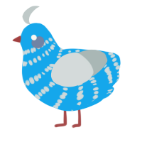 A sky and silver chicken with a bar pattern