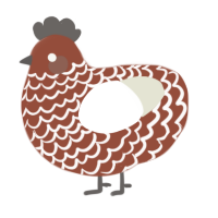 A russet and white chicken with a lace pattern