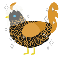 A black and orange chicken with a double-lace pattern