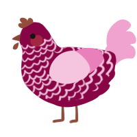 A maroon and pink chicken with a lace pattern