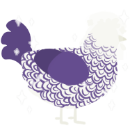 Eventide Bride, a white and overcast chicken with a double-lace pattern