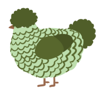 A gluppy and olive chicken with a lace pattern