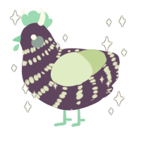 A overcast and gluppy chicken with a bar pattern